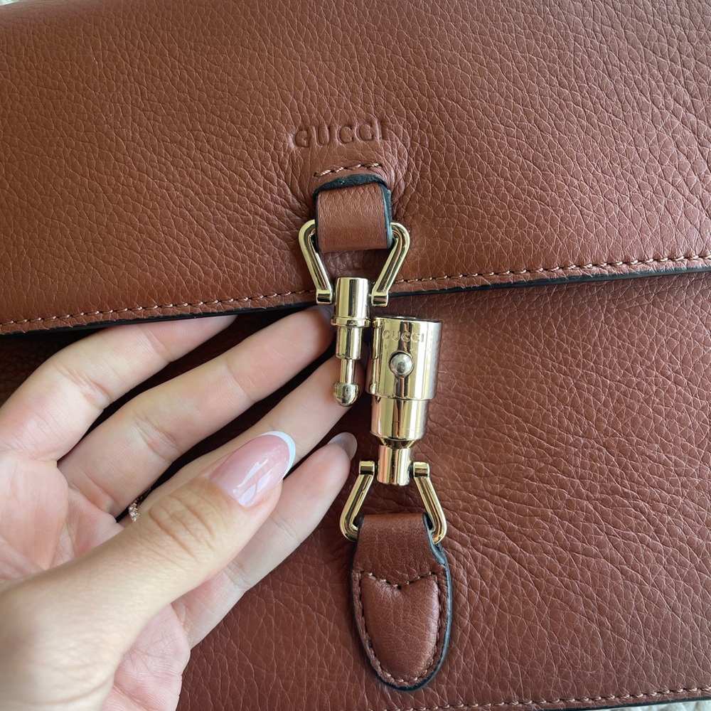 Gucci Brown Pebbled Leather Soft Jackie Clutch - Picture 2 of 6
